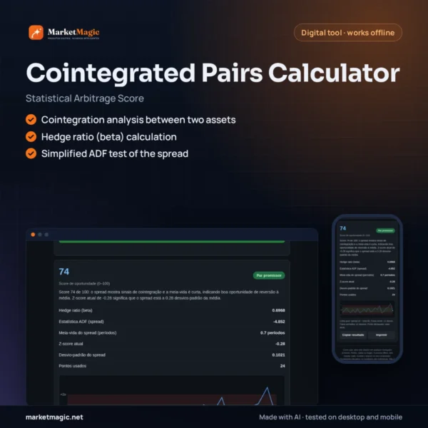Cointegrated Pairs Calculator — Statistical Arbitrage Score — product cover at MarketMagic