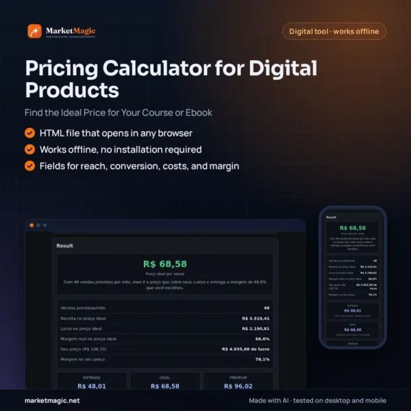Pricing Calculator for Digital Products — Find the Ideal Price for Your Course or Ebook — product cover at MarketMagic
