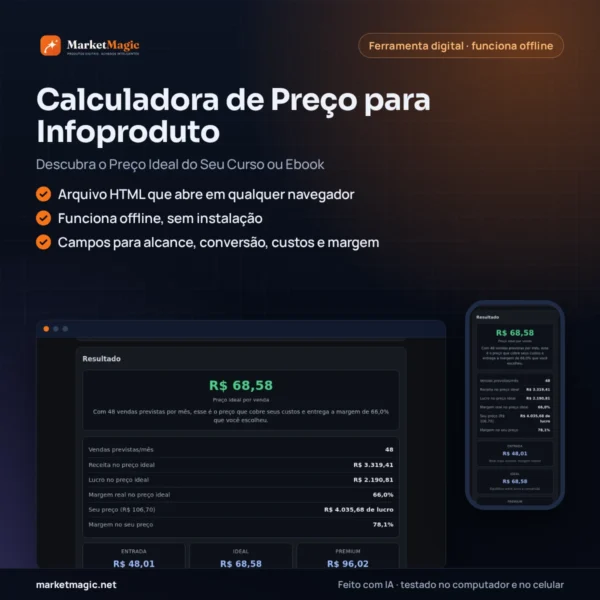 Calculadora de Preço para Infoproduto — Descubra o Preço Ideal do Seu Curso ou Ebook — capa do produto na MarketMagic