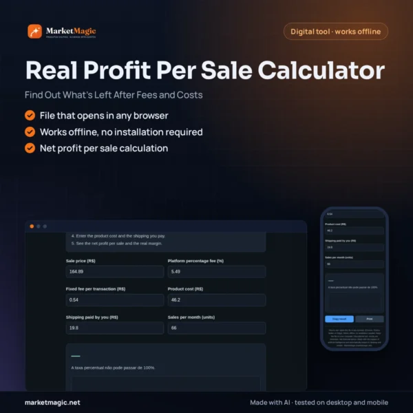 Real Profit Per Sale Calculator — Find Out What's Left After Fees and Costs — product cover at MarketMagic