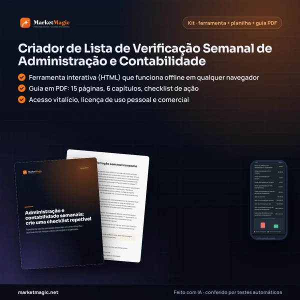 Criador de Lista de Verificação Semanal de Administração e Contabilidade — capa do produto na MarketMagic