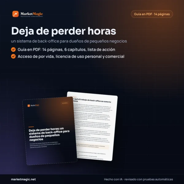 Deja de perder horas: un sistema de back-office para dueños de pequeños negocios — portada del producto en MarketMagic