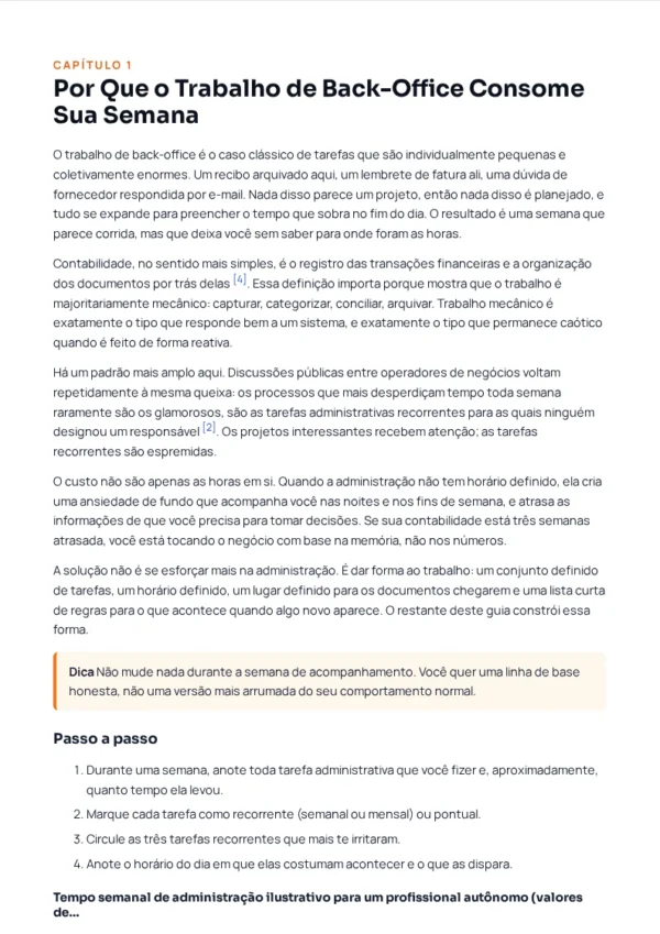 Pare de Perder Horas: Um Sistema de Back-Office para Donos de Pequenos Negócios: primeiras páginas do guia em PDF