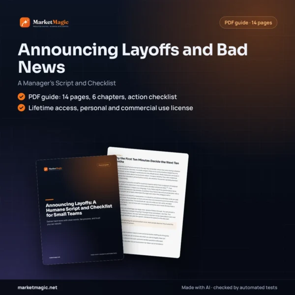 Announcing Layoffs and Bad News: A Manager's Script and Checklist — product cover at MarketMagic